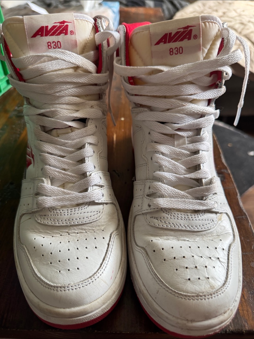 Avia White High-Top Sneakers with Red Accents